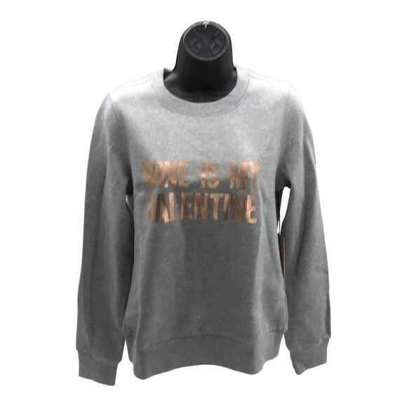 Halogen Women’s Gray Gold Graphic Sweatshirt Wine Is My Valentine Size S NWT - Picture 10 of 16
